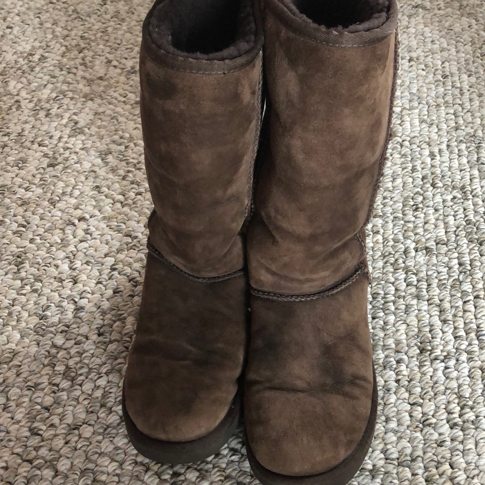 UGG Classic Tall Boots Chocolate Brown Sheepskin Suede Size 8 Women’s